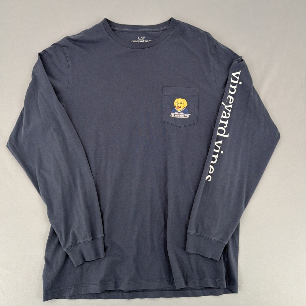 Vineyard Vines Long Sleeve T Shirt Mens Large #98 Wide Retriever Navy Tee
